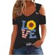 thumbnail image 1 of Tops de Hombro Frío para las Mujeres Día de la Independencia Impreso Fuera Del Hombro Blusa con Cuello en V, Fuera Del Hombro de las Mujeres, 1 of 4