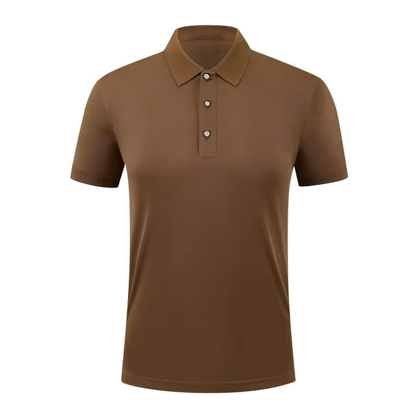 Collar de Cuello Suave, Color Sólido Casual Cuello de Vuelta de los Hombres Camiseta de Manga Corta Hecha de Poliéster Ligero para el Uso Diario de Verano