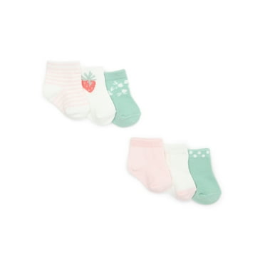 Carter's Child of Mine Newborn Girls Strawberry and Polka Dots Crew Socks, 6-Pack