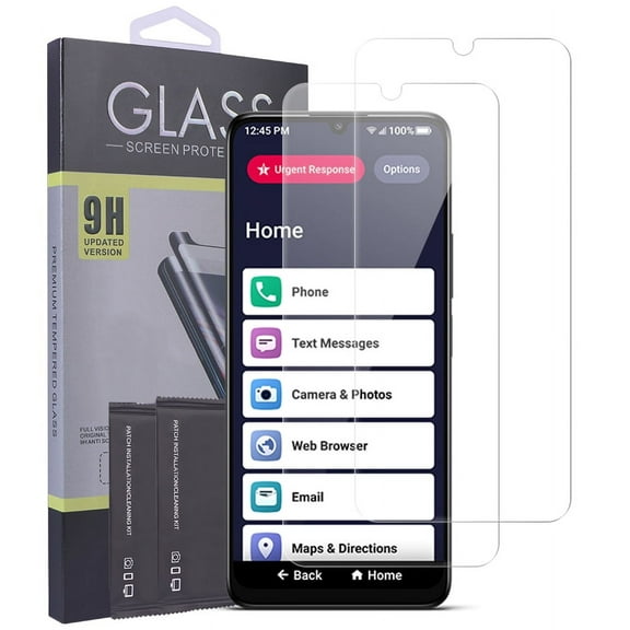 2x Tempered Glass for Jitterbug Smart4, Nakedcellphone 9H Hard Clear Screen Protector Guard [Scratch/Crack Saver] for Lively Smart 4 Phone for Seniors (2023, T608G)