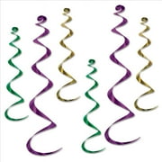 Mardi Gras School Colors Twirly Whirlies Hangers Party Decoration 6 Pack