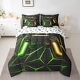 thumbnail image 2 of Castle Fairy Child Teens Adults Green Yellow Gamepads Twin Bedding Sets 7-Piece,Abstract Futuristic Cubes Video Game Bedding Comforter Set Microfiber,Neon Lights Gamer Breathable Sheet Sets, 2 of 8