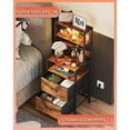 thumbnail image 6 of Nightstand Set of 2 with Charging Station, LED Night Stand Sets with 2 Drawers and 4 Storage Open Shelves, Fabric Dressers for Bedroom, Rustic Brown, 6 of 15