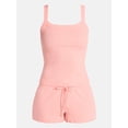 thumbnail image 5 of No Boundaries Rib Tank Top and Shorts Sleep Set, 2-Piece, Women's XXS-3X, 5 of 5
