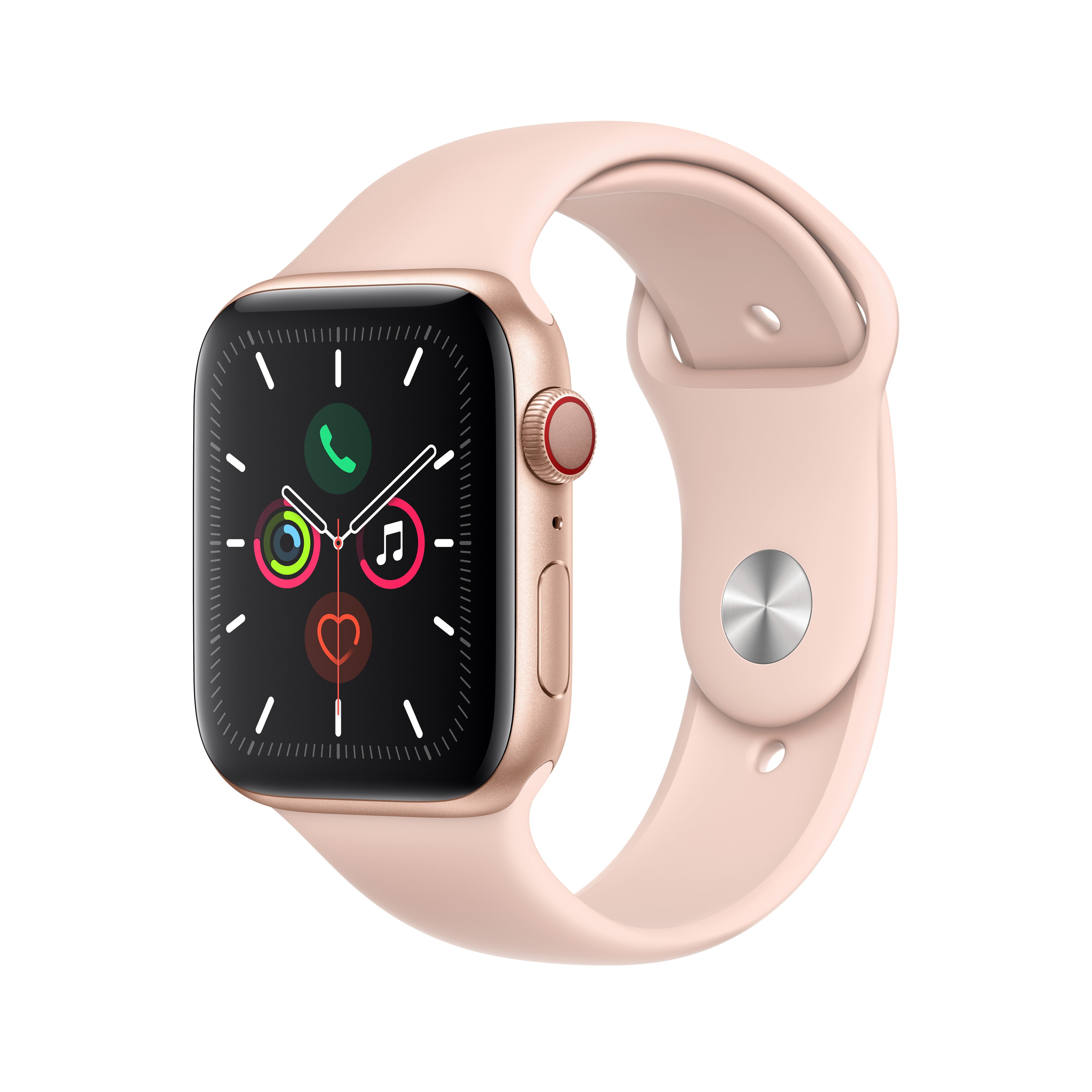 Apple Watch Series 5 GPS + Cellular, 44mm Gold Aluminum Case with Pink Sand  Sport Band