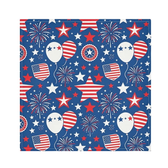 Iauyy Satin Napkins Set of 1- Patriotic Balloon Pattern DIY Printing Decoration Cloth Napkin- Easy Care for Home/Party