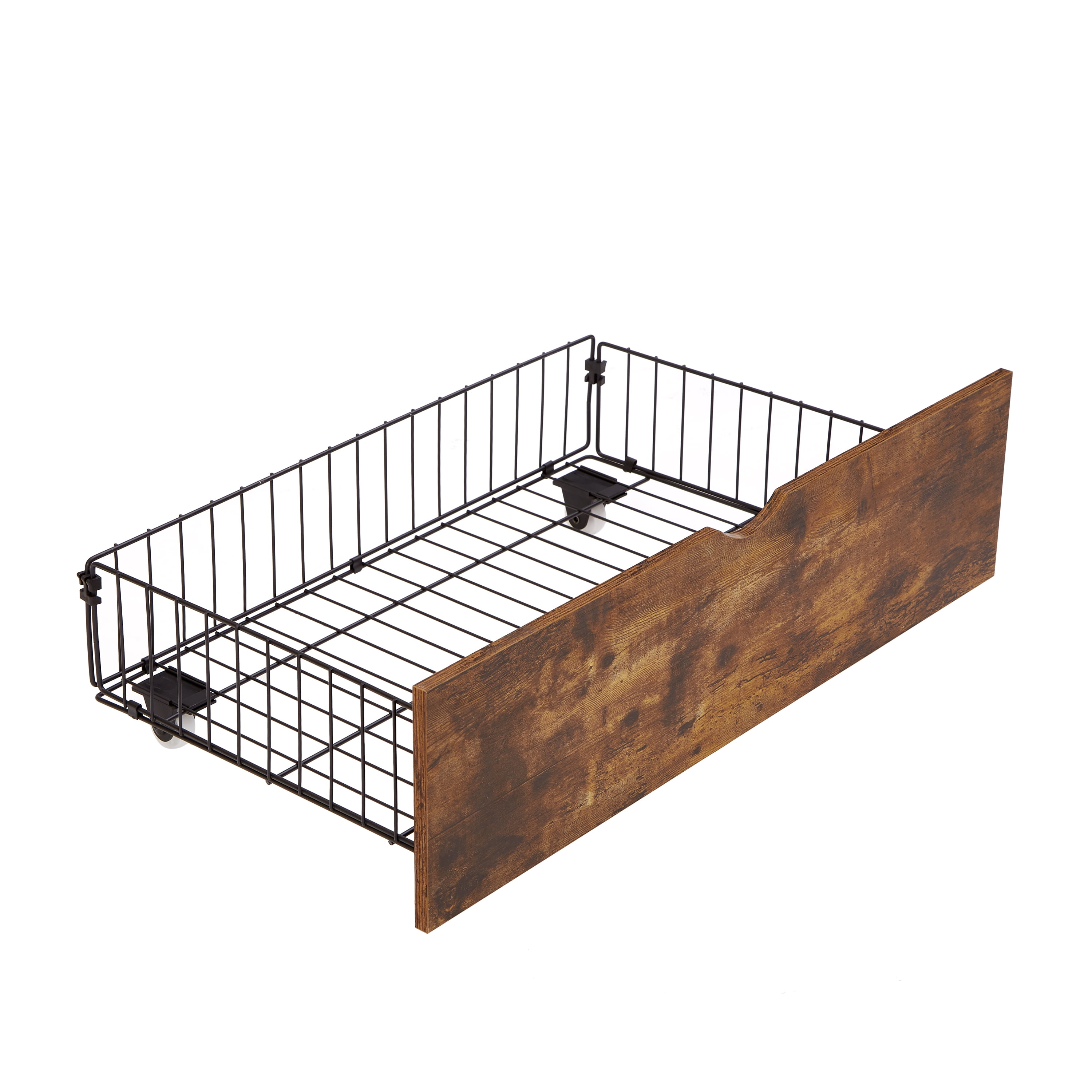 Mintazer Under Bed Storage Drawers with Wheels, Set of 2 Rolling Metal Organizers for Full Size Bed, Brown