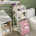 thumbnail image 3 of Makeup Organizer Cart with Drawers, Make up Organizers for Vanity, Floor Skincare Organizers- for Cosmetics, Nail Polish, Art Supply, Bathroom Vanity Desktop Organizer (White), 3 of 7