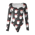 thumbnail image 4 of TAIAOJING Women's Long Sleeve Bodysuit Women Square Neck Christmas Bodysuit Long Sleeve Double Lined Shirt Tops Yoga Rompers, 4 of 4