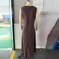 thumbnail image 4 of Dvprdro V Neck Sleeveless Wrap Tie Front Cotton Linen Maxi Dress for Women Loose Fit A Line Summer Vacation Casual, 4 of 7