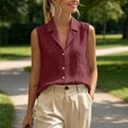 thumbnail image 6 of ZGRBOU Womens Sleeveless Button Down Shirts Summer Cotton Linen V Neck Blouses Solid Color Casual Work Tank Tops, 6 of 7