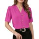 thumbnail image 3 of TaTaai Shoulder Ruffle Detail Top for Women, Short Sleeve Open Front Summer Blouse, Casual Cardigan with Metal Button Closure Gift, 3 of 6