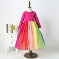 thumbnail image 4 of Kids Girls Rainbow Splice Princess Pageant Gown Birthday Party Dresses, 4 of 9