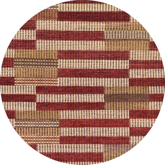 Ahgly Company Indoor Round Abstract Red Abstract Area Rugs, 7' Round