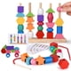 thumbnail image 1 of Juego de juguetes de secuenciación de cuentas Montessori, bloques apilables de madera, 1 of 7