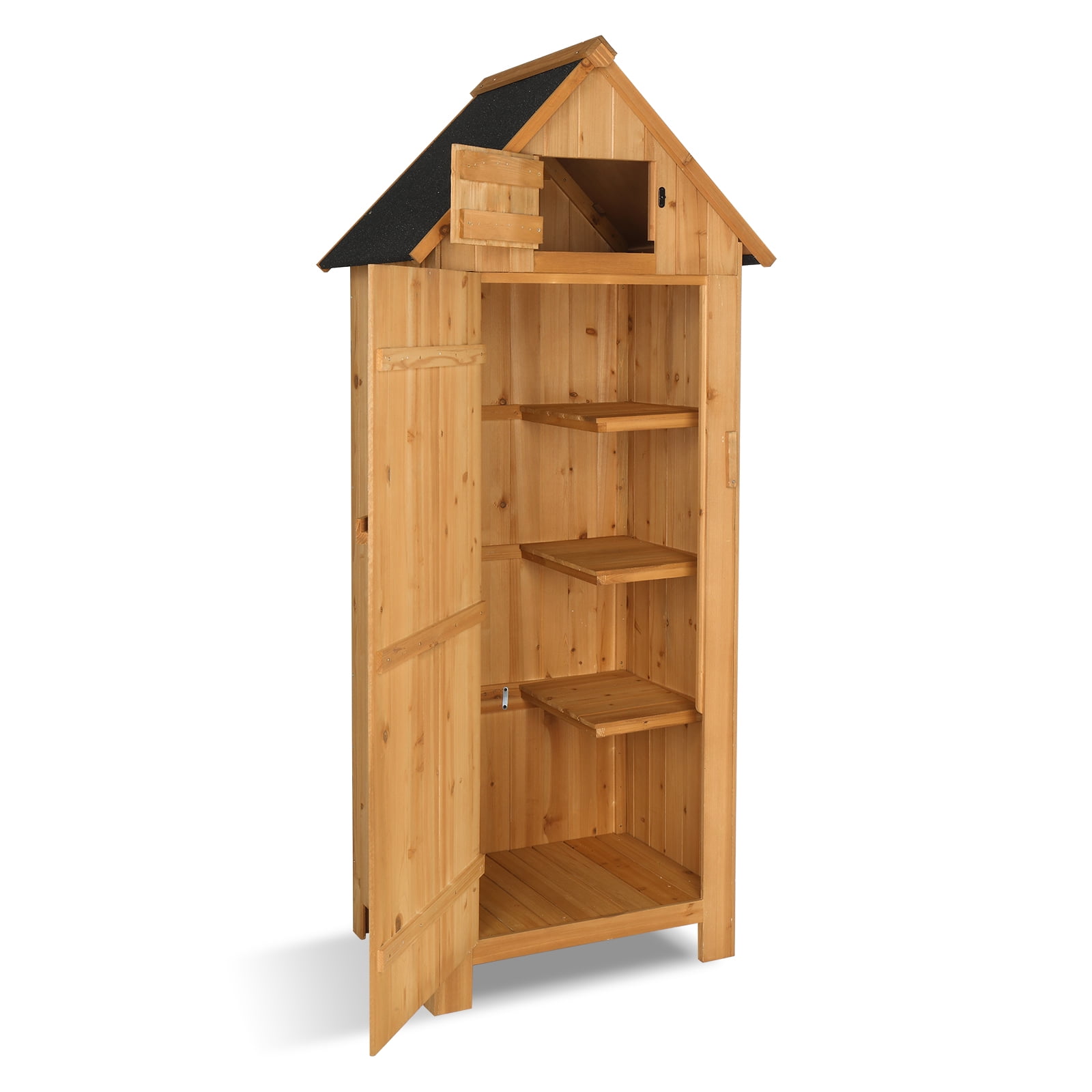 Zimtown Fir Wood Garden Storage Shed, 70.47" x 30.31" x 21.38", Natural