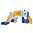 thumbnail image 2 of TLSUNNY 9-in-1 Toddler Slide Playset, with Enclosed Steps, Basketball Hoop & Storage, Telescope, Tunnel, Indoor Outdoor Climber, 2 of 10