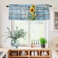 thumbnail image 5 of 3 Piece Kitchen Curtains and Valances Set Spring Sunflower Cafe Curtains 24 Inch Length Bee Wooden Grain Country Rustic Valance & Tier Curtain for Living Room Bedroom Small Window 54"x18"+27"x24"*2, 5 of 6
