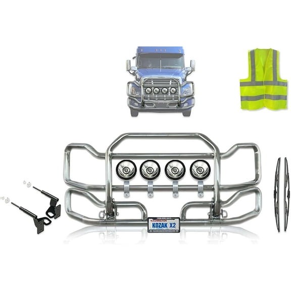 Freightliner Cascadia 2008-2017 Grille Deer Moose Brush Bumper Guard - Chrome (Aftermarket)