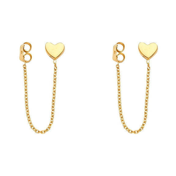 Wellingsale Ladies 14k Yellow Gold Polished Hanging Chain Earrings (55 x 6 mm)