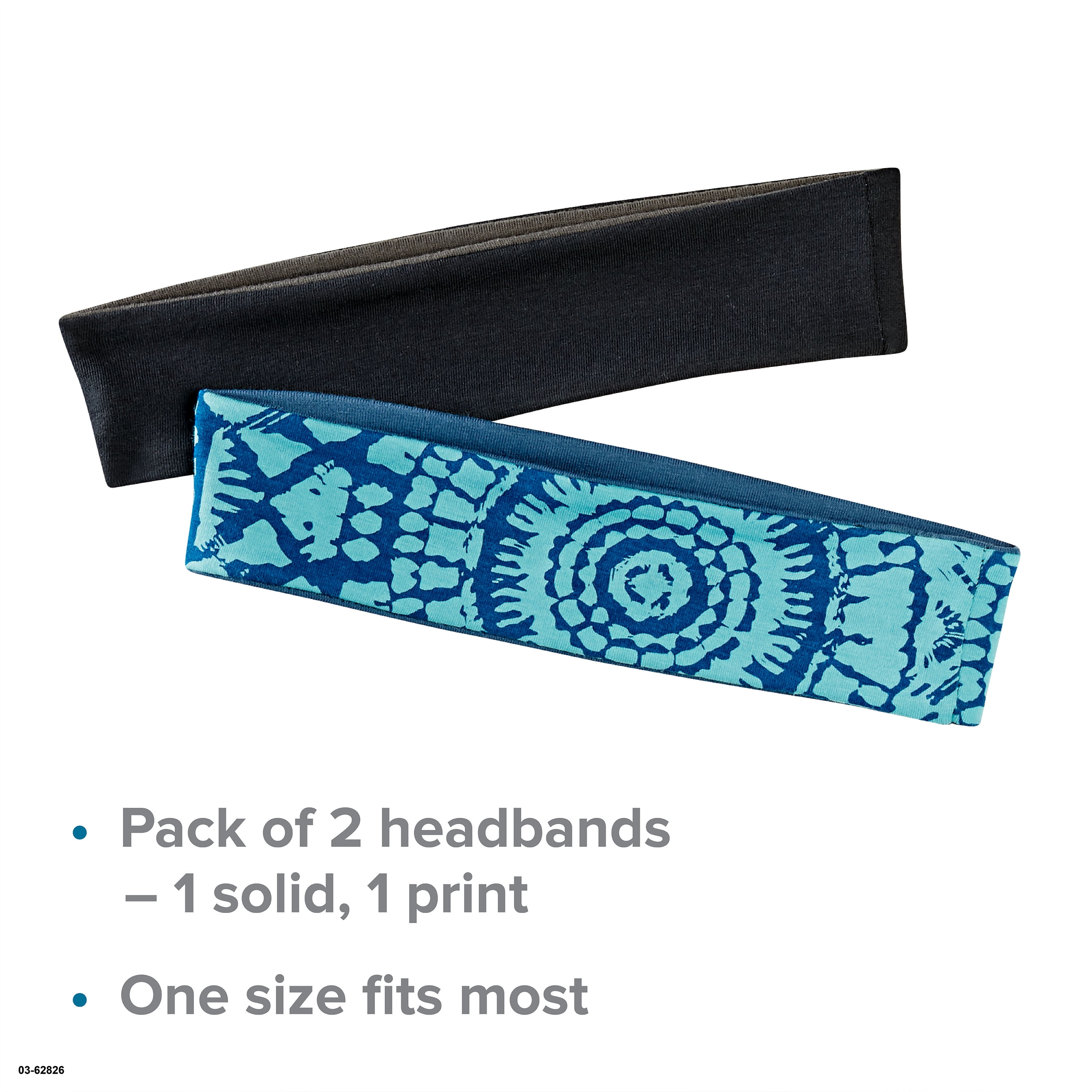 Evolve by Gaiam Yoga Headband Set, Blue and Black, 2 Pack, Sports Sweatbands