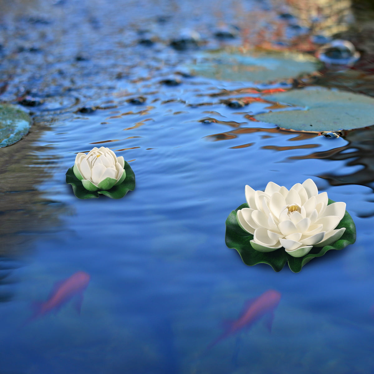 6pc Artificial Pond Plants Lotus Simulation Floating Flower Pond Fish Tank Decor