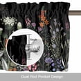 thumbnail image 6 of Spring Floral Kitchen Curtain Valances for Windows Farmhouse Short Curtains, Black Farmhouse Botanical Watercolor Rod Pocket Valance Curtain for Bedroom Cafe Living Room 42"x12", 6 of 8