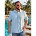 thumbnail image 4 of DARING DIVA Men's Big Tall Summer Casual Short Sleeve Button Down Shirts 4XL Light Blue, 4 of 7