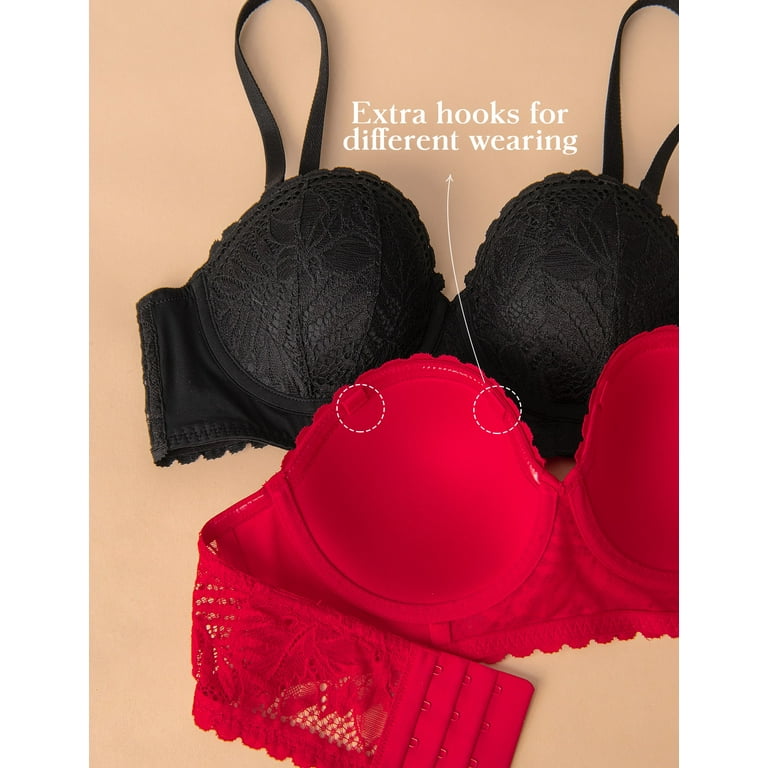 Fabulous One Strapless Bra,Plus Size Invisible Strapless Push Up  Bra,Non-Slip Wirefree Bra with Detachable Shoulder Strap (XXL, Red)