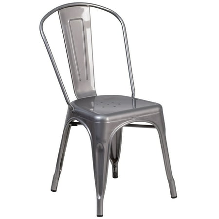 UPC: 0889142694045 | Flash Furniture Clear Coated Metal Indoor Stackable Chair – 17.75 W x 21 D x 33.5 H clear coated