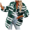 thumbnail image 1 of Womens Casual Plaid Shacket Wool Blend Button Down Long Sleeve Shirt Fall Jacket Shackets, 1 of 9