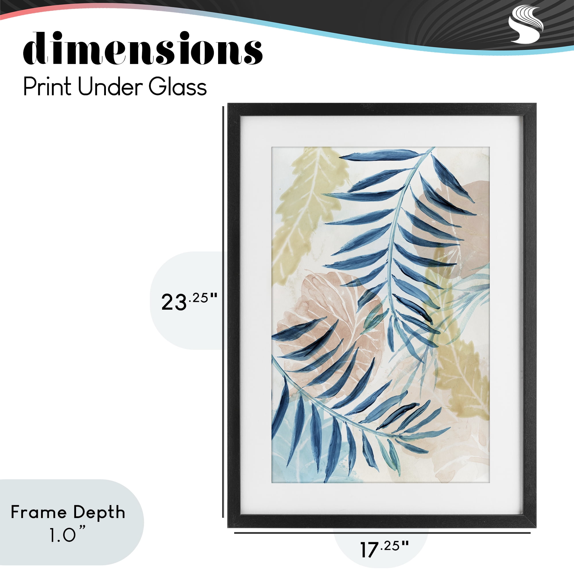 Stupell Industries Palm Fronds in Pastel Haze Black Framed Print Under Glass, design by Nan