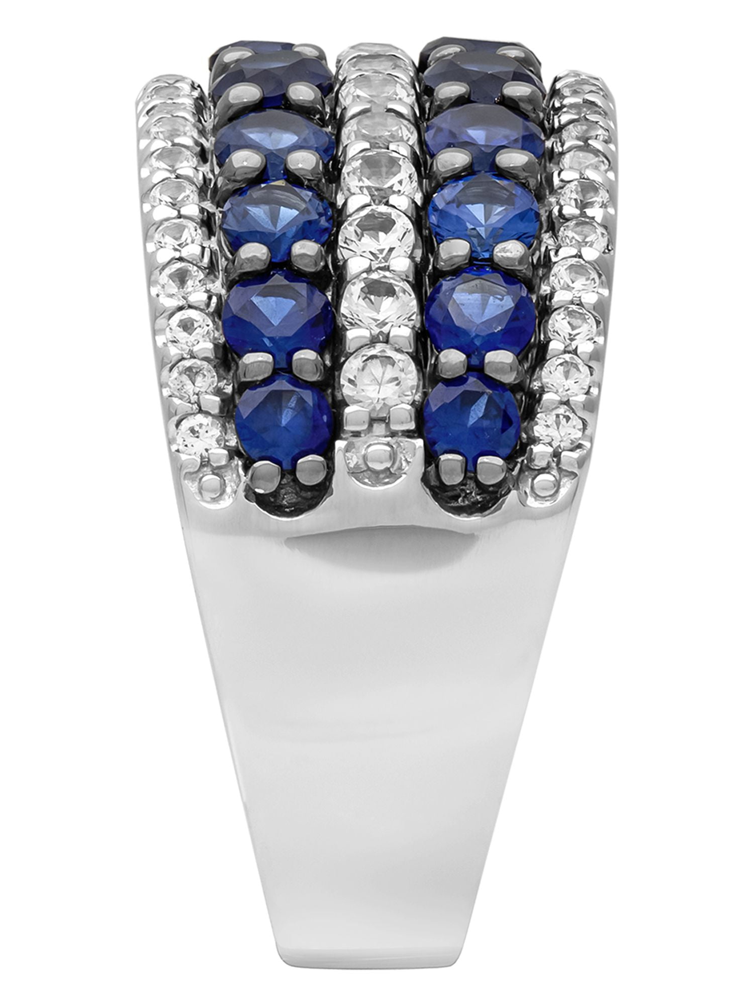 3 Carat TGW Created Blue and White Sapphire Women's "Cyan Gem" Anniversary Band in Sterling Silver