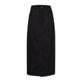 thumbnail image 4 of GEWSEY Women Casual Denim Maxi Skirt Elastic High Waist Tiered A Line Long Jean Skirt Y2k Western Patchwork 2025 (Black, L), 4 of 5