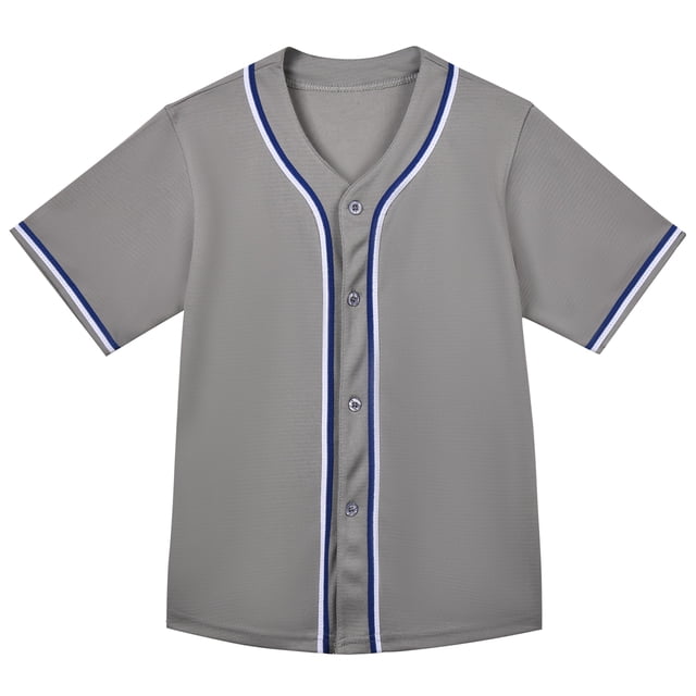 Camiseta de béisbol Repawu Kids Button Down Hip Hop 4 años, gris