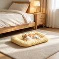 thumbnail image 4 of Soft Plush Pet Bed Mat for Dogs Cats Cozy Sleeping Pad Breathable Crate Kennel Cushion Small Medium Large Indoor Floor Mat(Yellow-S), 4 of 6