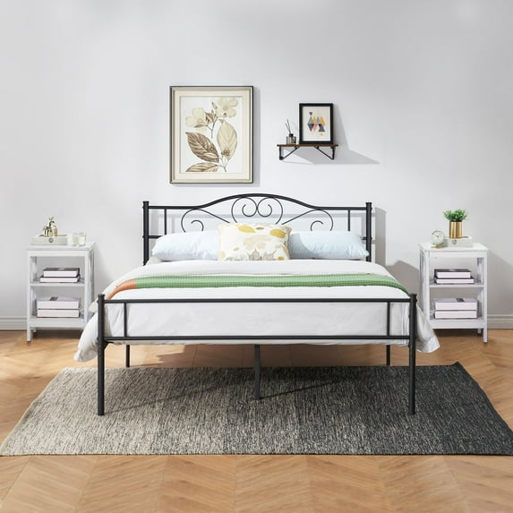 VECELO 3-Piece Bedroom Sets Metal Bed Frame and 2 Nightstand