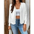 thumbnail image 6 of Cogild Long Sleeve Button Front Cardigans for Womens Lightweight Solid Color Tops with Unique Scalloped V-Neckline Fall Cardigans for Womens Casual and Stylish Cardigans, 6 of 7