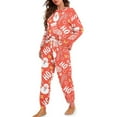 thumbnail image 2 of Yuyamidu Snowman Nightwear for Women Pajama Set Pants and Pajamas Top Size S HO-HO-HO Long Sleeve Sleepwear Sets of 2 Christmas Jogger Yoga Pj Outfits, Red, 2 of 7