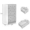 thumbnail image 2 of Macaroon 5 Drawer Cabinet, Matte Gold Handles Linen-Textured Particle Board Cabinet, Space-Saving Storage Organizer for Bedroom Home Office Living Area, 2 of 8