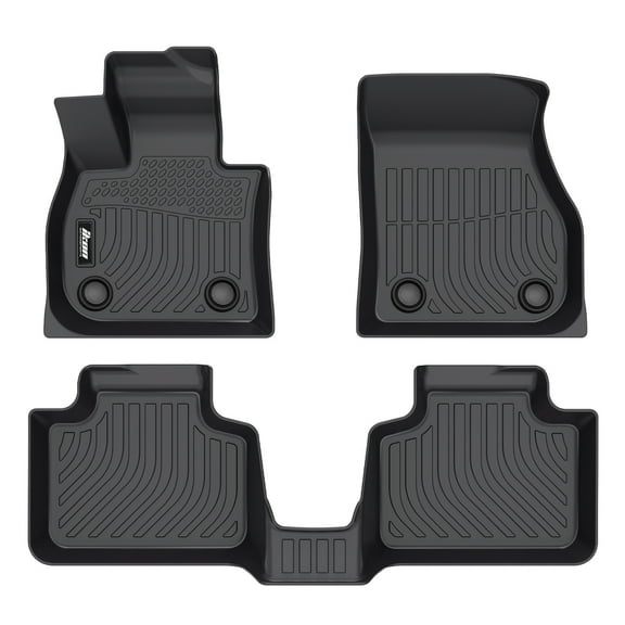 Ikon Motorsports 3D Molded TPE Floor Mats Compatible with 2025 Mini Cooper Countryman Black All Weather Waterproof Anti-Slip Floor Liners, Front 2nd Row Interior Accessories 3PCS