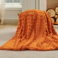 thumbnail image 3 of Home Soft Things Derby Double Sided Faux Fur Throw Blanket Solid Color Fuzzy Super Soft Cozy Plush Throw - Burnt Orange - 50" x 60", 3 of 9