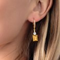 thumbnail image 3 of Gem Stone King 18K Yellow Gold Plated Silver Yellow Citrine Dangle Earrings for Women (4.65 Cttw, Gemstone November Birthstone, Emerald Cut 9X7MM), 3 of 4