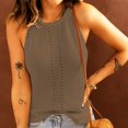 thumbnail image 3 of Camiseta sin mangas de punto para mujer, cuello redondo, Color puro, camisas sin mangas informales de verano para uso diario, 3 of 6