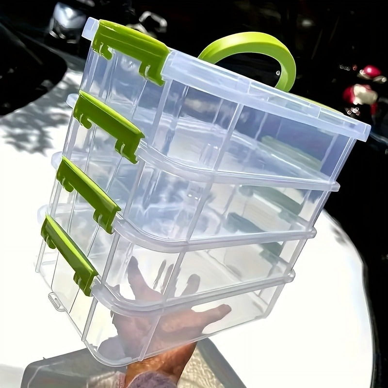 Extra Large 4-Tier Stackable Storage Box with Lid Clear Plastic Organizer Toy Building Block Storage Box