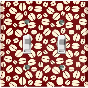 Metal Light Switch Wall Plate Outlet Cover (Coffee Espresso Mocha Bean Pattern Brown - Double Toggle)