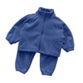 thumbnail image 3 of Cethrio Girls Fleece Pajama Sets Long Sleeve, 2 Piece Crew Neck Comfy Girls' Sleepwear Blue Size 2-3 T, 3 of 6