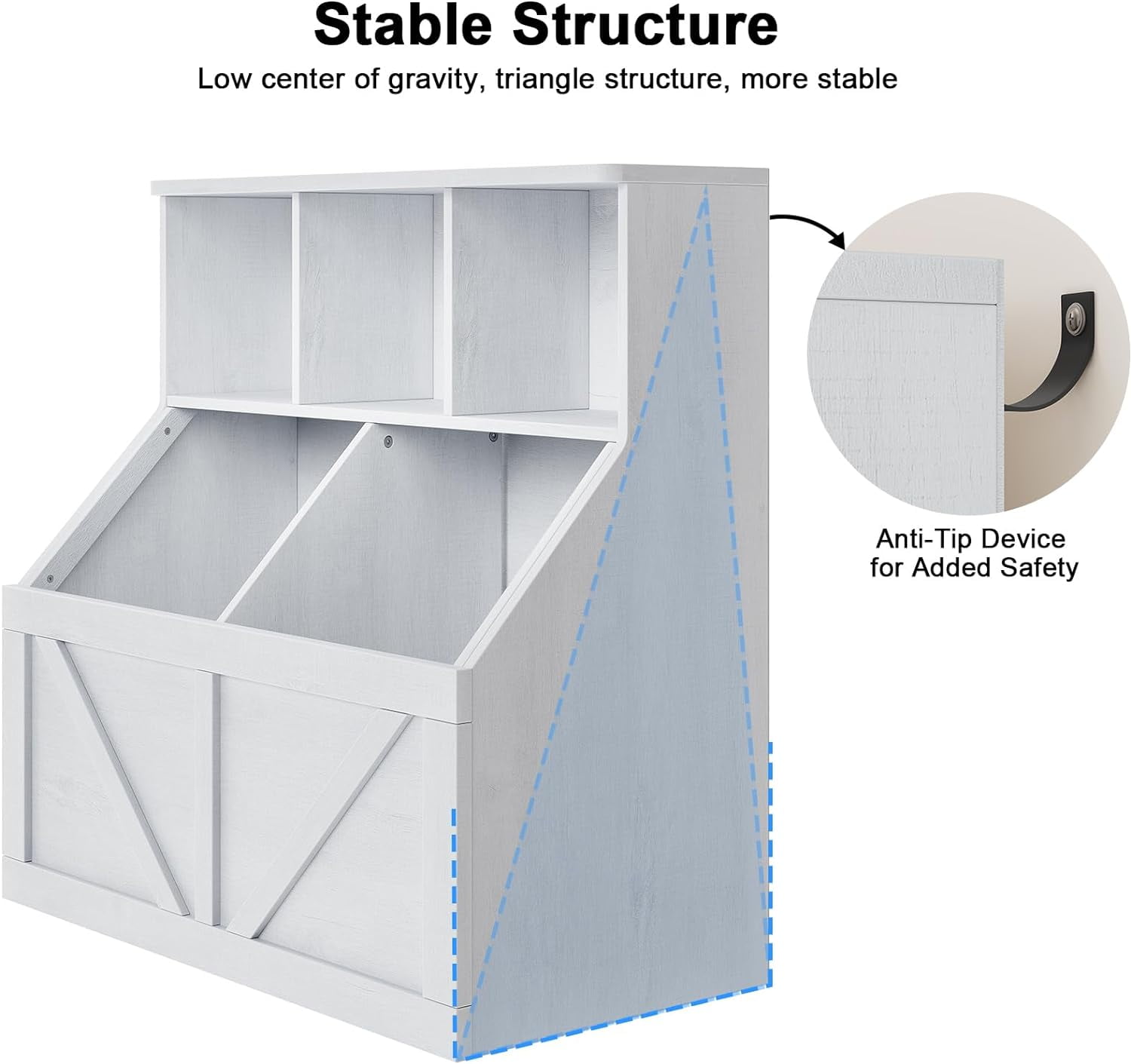 Toy Storage Organizer, Bookshelf and Toy Storage, Toddlers Bookshelf Toy Organizer for Rooms Playroom Bedroom Nursery Daycare, Vintage White