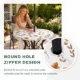 thumbnail image 4 of Round Outdoor Tablecloth with Umbrella Hole and Zipper, Brown Spring Floral Tablecloth with Elastic Waterproof, Flowers Botanical Elegant Pastoral Patio Table Covers for 55" - 60" Picnic Pool Tables, 4 of 9