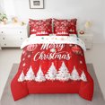 thumbnail image 3 of Manfei Merry Christmas 7pcs Bedding Comforter Set,Chic Xmas Lantern Queen Bedding Sets,White Red Queen Sheet Sets For Girls,Breathable Home Decor Reversible, 3 of 9